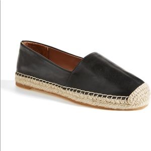 Halogen Sabine Black Leather Espadrille Slip Ons